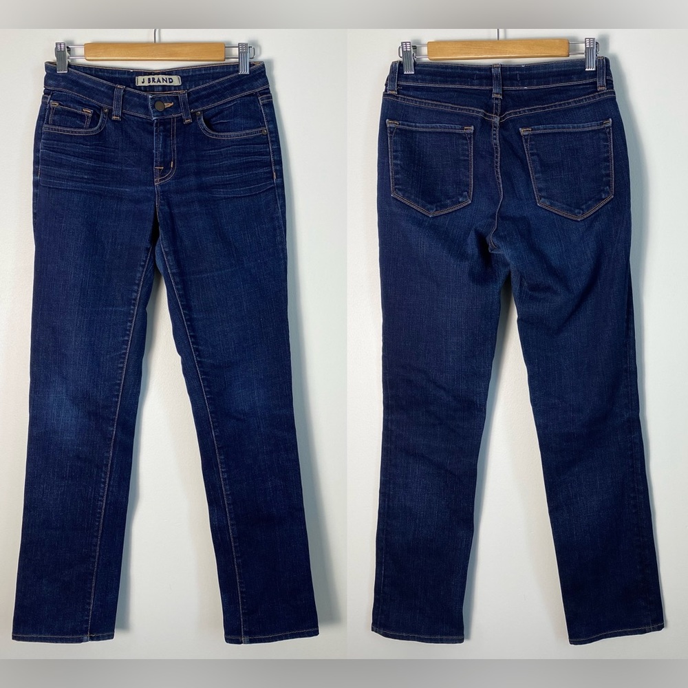 J Brand Jeans Scarlett Cigarette Ink Dark Wash Slim Straight Leg Sz 28 Denim